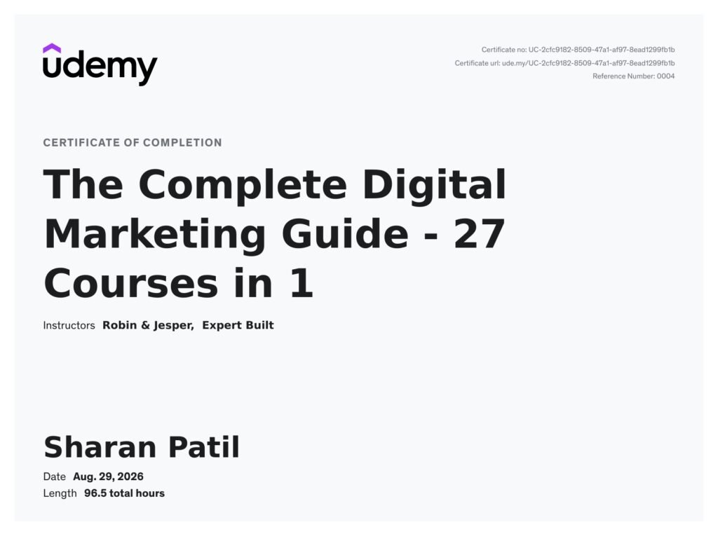 udemy certicate of completion